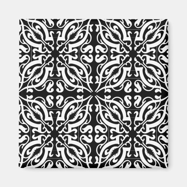 Damask 1 (schwarz und weiß) magnet (Vorne)