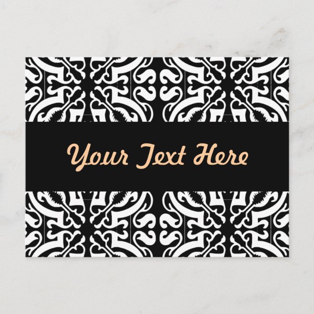 Damask 1 (schwarz und weiß) postkarte (Vorderseite)