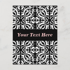 Damask 1 (schwarz und weiß) postkarte