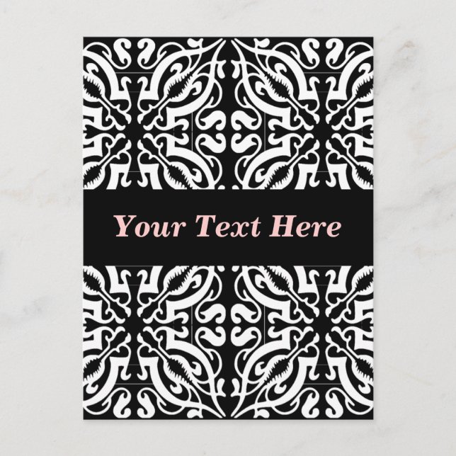 Damask 1 (schwarz und weiß) postkarte (Vorderseite)