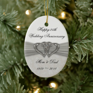 Damask 25. Hochzeitstag Keramik Ornament