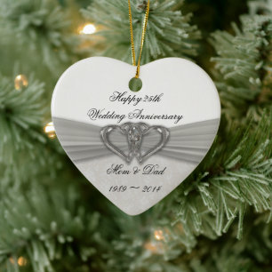Damask 25. Hochzeitstag Keramikornament