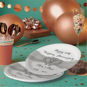 Damask 25. Hochzeitstag Teller