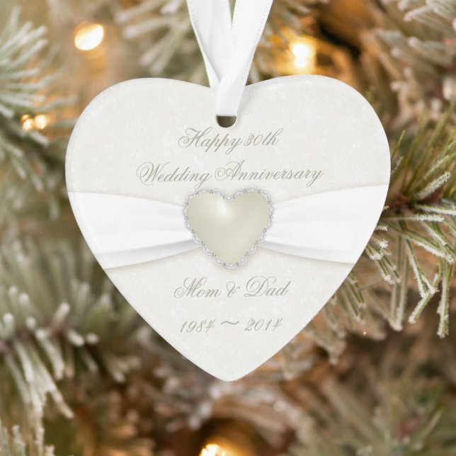 Damask 30. Hochzeitstag Acrylschmuck Ornament (Baum)
