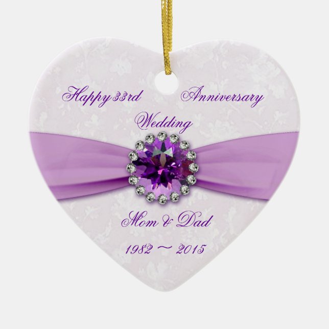Damask 33. Wedding Anniversary Heart Ornament (Vorne)