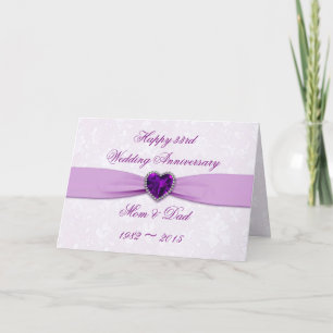 Damask 33rd Wedding Anniversary Greeting Card Karte