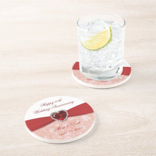 Damask 40. Hochzeitsszenario Untersetzer (Seite)