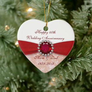 Damask 40. Hochzeitstag Keramikornament