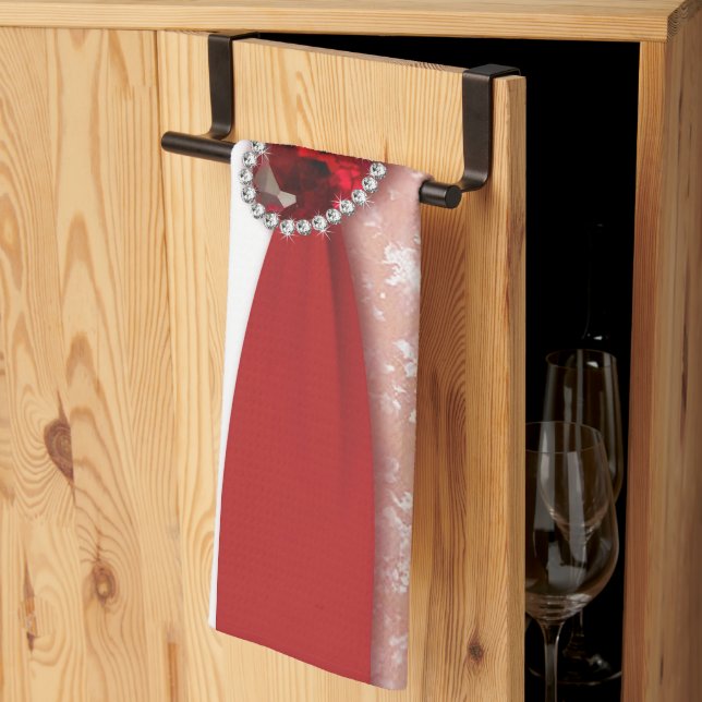 Damask 40. Hochzeitstag Küchentuch (Drittel gefaltet)