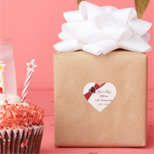 Damask 40. Hochzeitsticker Herz-Aufkleber