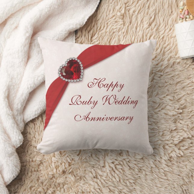 Damask 40. Wedding Anniversary Throw Kissen (Decke)