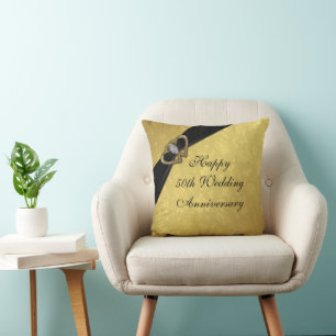 Damask 50. Wedding Anniversary Throw Kissen
