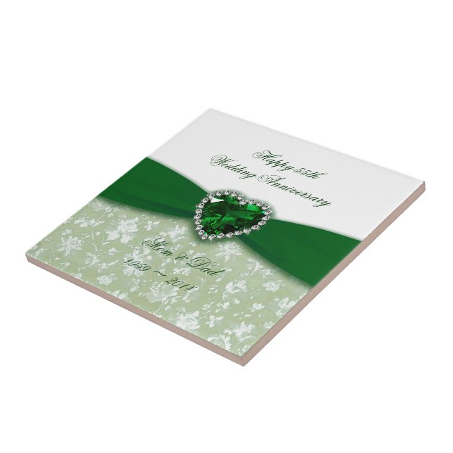 Damask 55. Hochzeitstag Fliese (Seite)