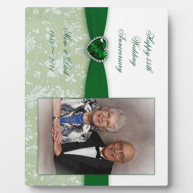 Damask 55. Hochzeitstag Foto Plaque Fotoplatte (Vorderseite)