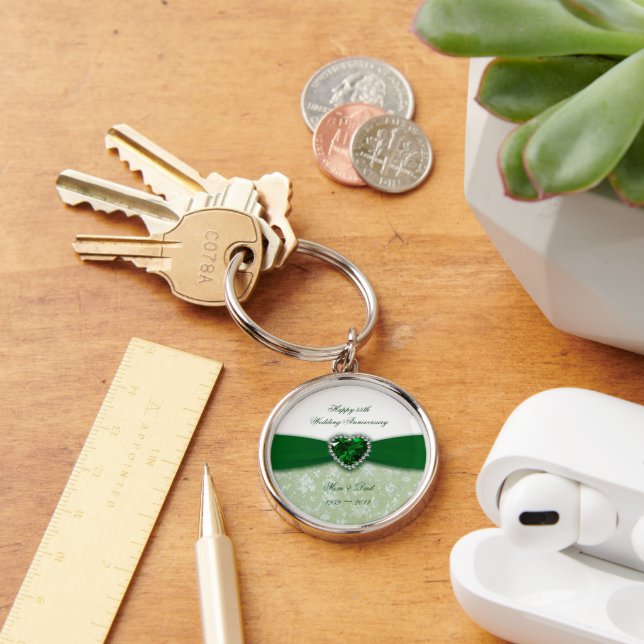 Damask 55. Hochzeitstag Schlüsselanhänger (Schreibtisch)