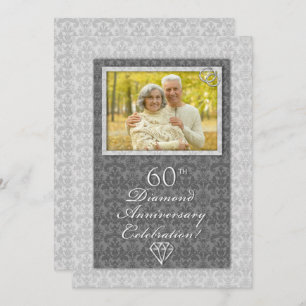 Damask 60. Diamond Wedding Anniversary Party Einladung