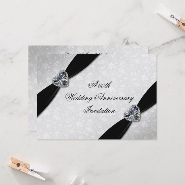 Damask 60. Hochzeitstag Einladung (Vorderseite/Rückseite Beispiel)