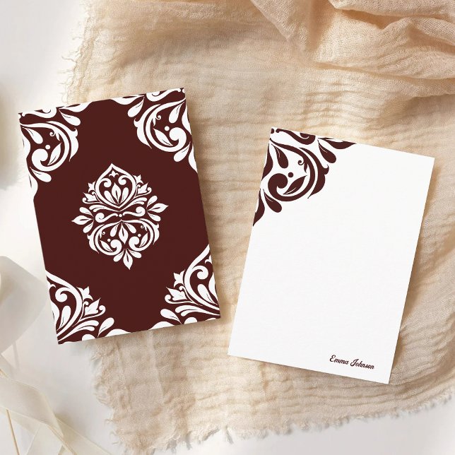 Damask Ambience Burgundy Mitteilungskarte (Von Creator hochgeladen)