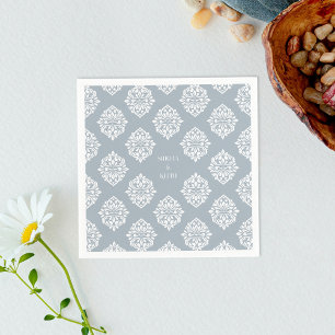 Damask Ambience Cadet Blue Elegante Wedding Napkin Serviette