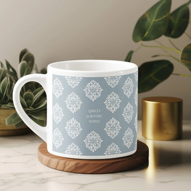 Damask Ambience Cadet Blue Espresso Cup Espressotasse (Von Creator hochgeladen)