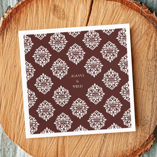 Damask Ambience Mahogany Red Classic Wedding Serviette (Von Creator hochgeladen)
