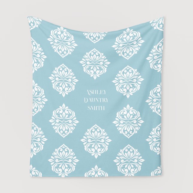 Damask Ambience Pale Cerulean Fleecedecke (Von Creator hochgeladen)