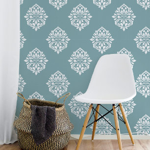 Damask Ambience Pewter Blue Tapete