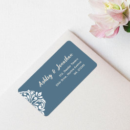 Damask Ambiente: Elegante, Aquamarine, graue Adres Adressaufkleber