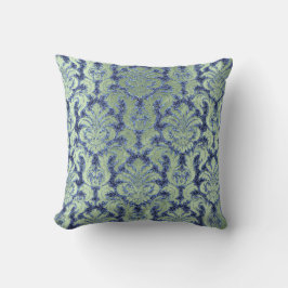 Damask Aqua Blue Navy Minze Grüne Hütte Velvet Kissen