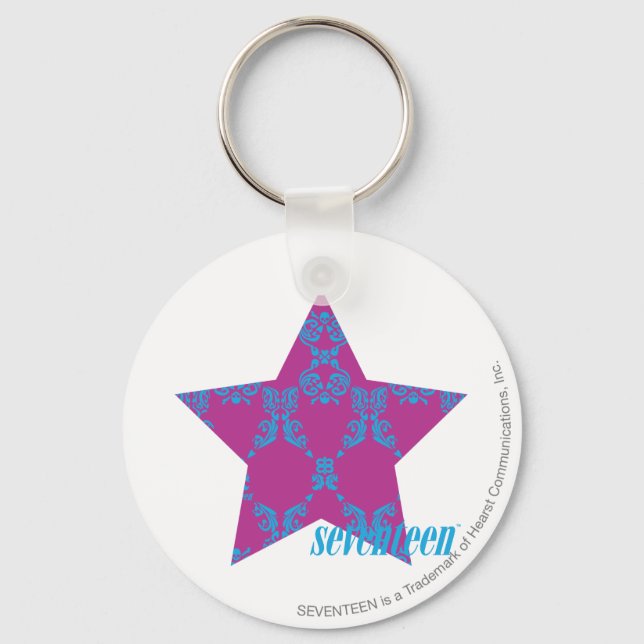 Damask Aqua-Lila 3 Schlüsselanhänger (Vorderseite)