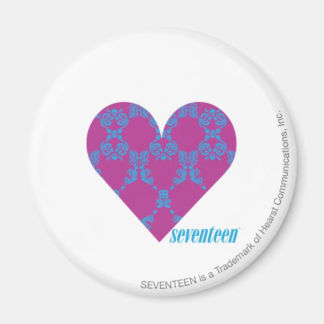 Damask Aqua-Lila 4 Magnet (Vorne)