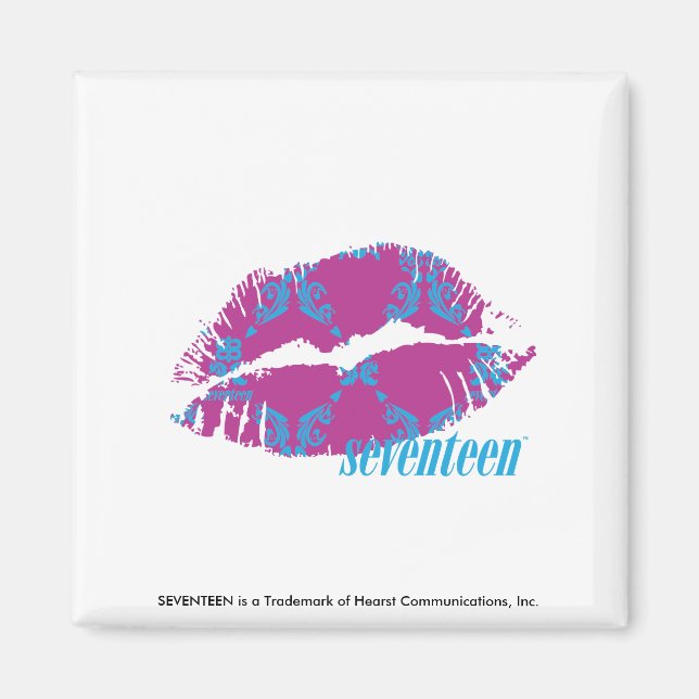 Damask Aqua-Lila Magnet (Vorne)