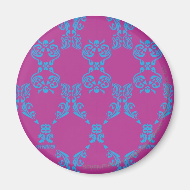 Damask Aqua-Lila Magnet (Vorne)