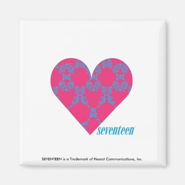 Damask Aqua-Magenta 4 Magnet (Vorne)