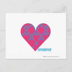 Damask Aqua-Magenta 4 Postkarte