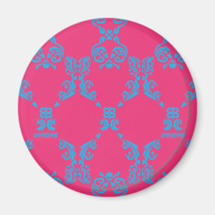 Damask Aqua-Magenta Magnet