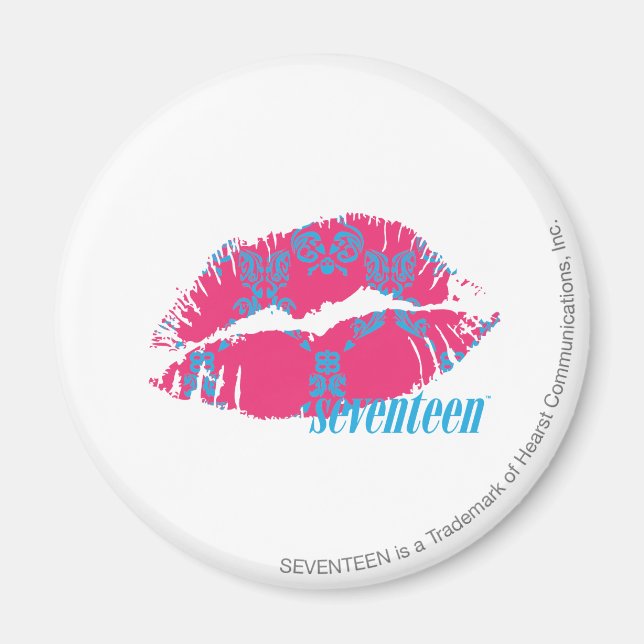 Damask Aqua-Magenta Magnet (Vorne)