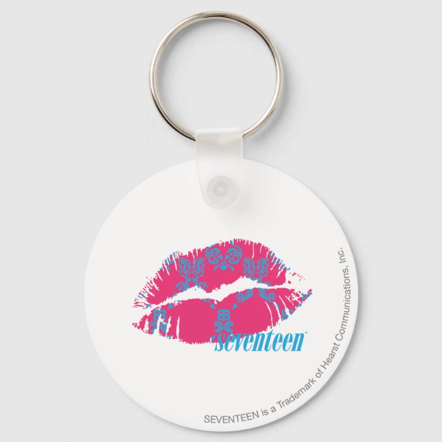 Damask Aqua-Magenta Schlüsselanhänger (Vorderseite)