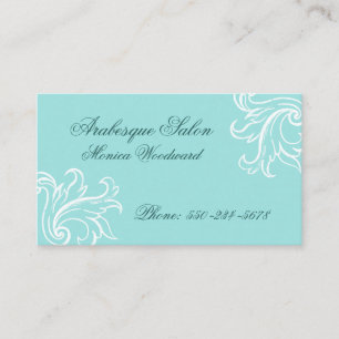 Damask Aqua, Türkis und White Business Card Visitenkarte