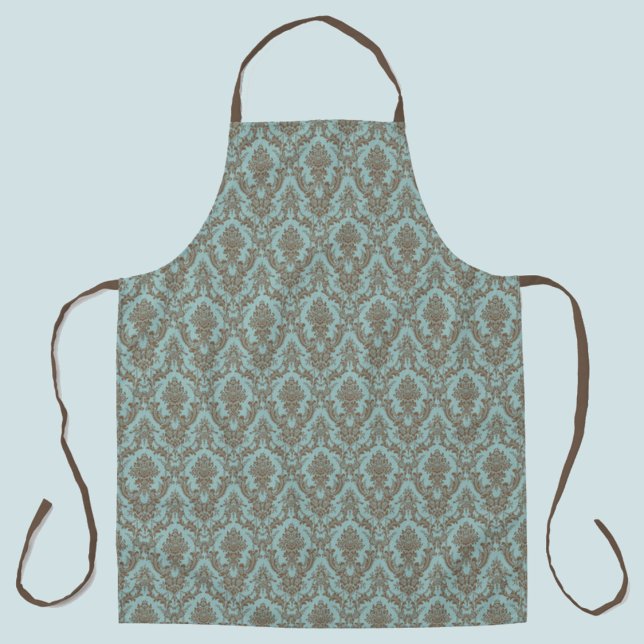 Damask Aqua und tan Muster Schürze (Von Creator hochgeladen)