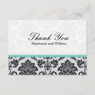 Damask Aqua Wedding Dankeschön Card Dankeskarte
