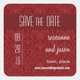 Damask Art Deco Save the Date Aufkleber