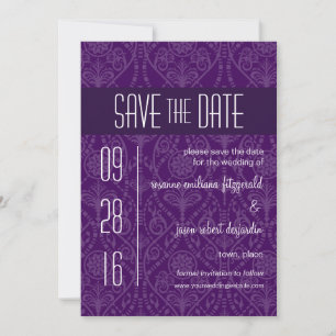 Damask Art Deco Save the Date Einladung