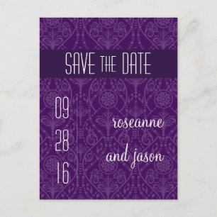 Damask Art Deco Save the Date Postkarte