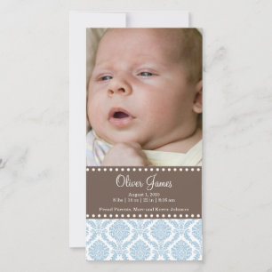 Damask Baby Announction Foto Card Ankündigung