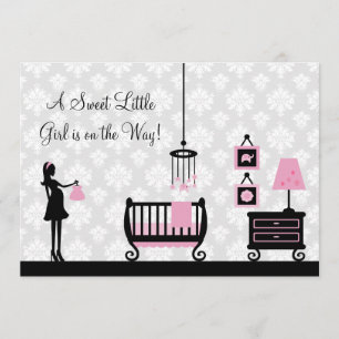 Damask Baby Dusche Pink Kinderzimmer:Einladung Einladung