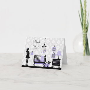 Damask Baby Dusche Vielen Dank : Card Dankeskarte