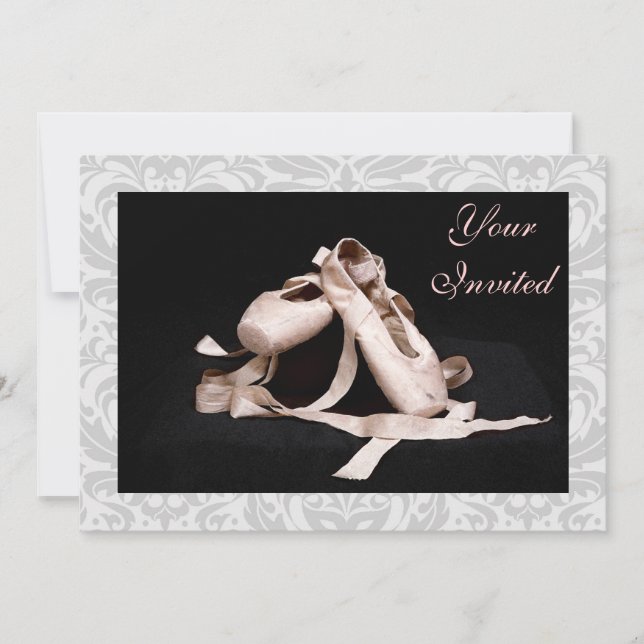 Damask Ballet Shoes Dance Recital Invitation Einladung (Vorderseite)