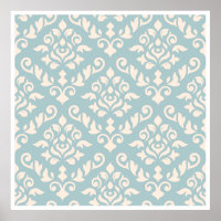 Damask Baroque Muster Creme auf blau