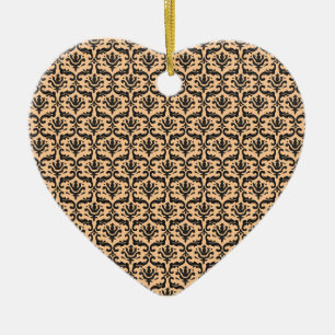 Damask beige & schwarz keramik ornament